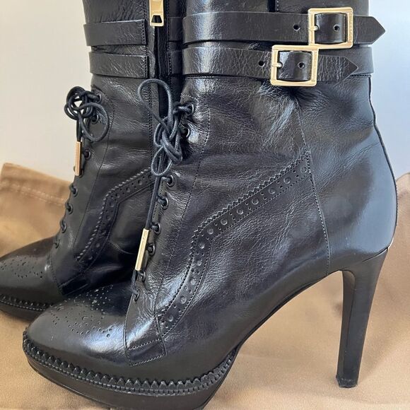 Burberry Brogue Manners 100 Platform Ankle Boots / Booties Size 38 - Picture 4 of 13